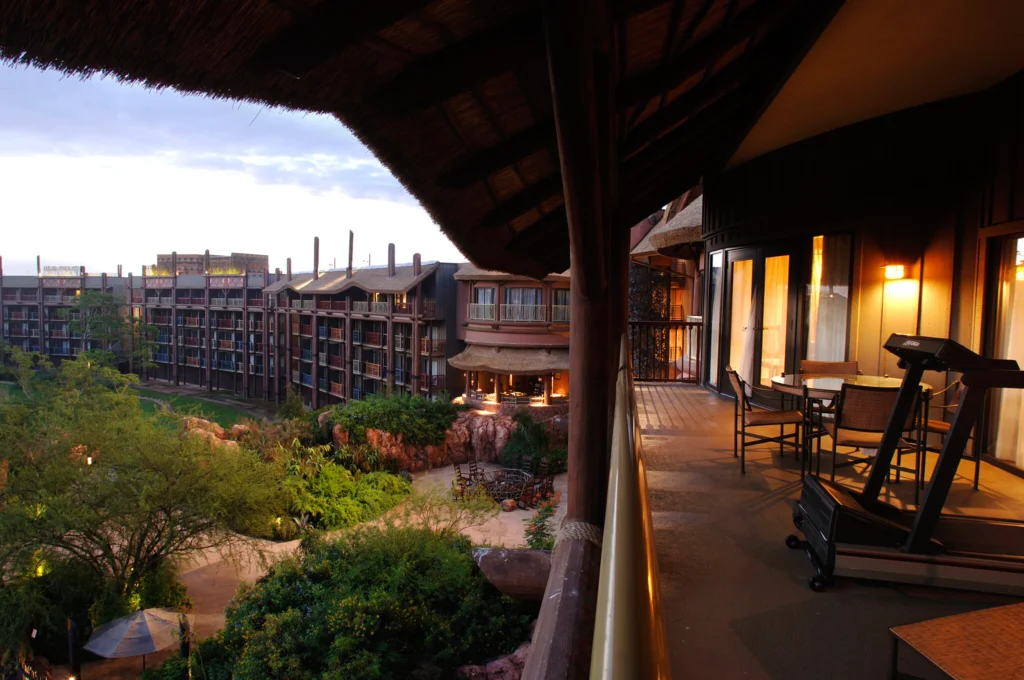 Varandas dos quartos do Animal Kingdom Lodge